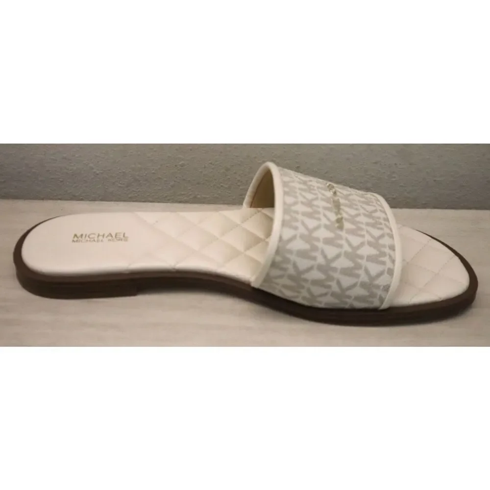 Michael Kors PV25E Women's Sz 10M Vanilla Monogram Quilted Slide Sandals - Picture 5 of 13